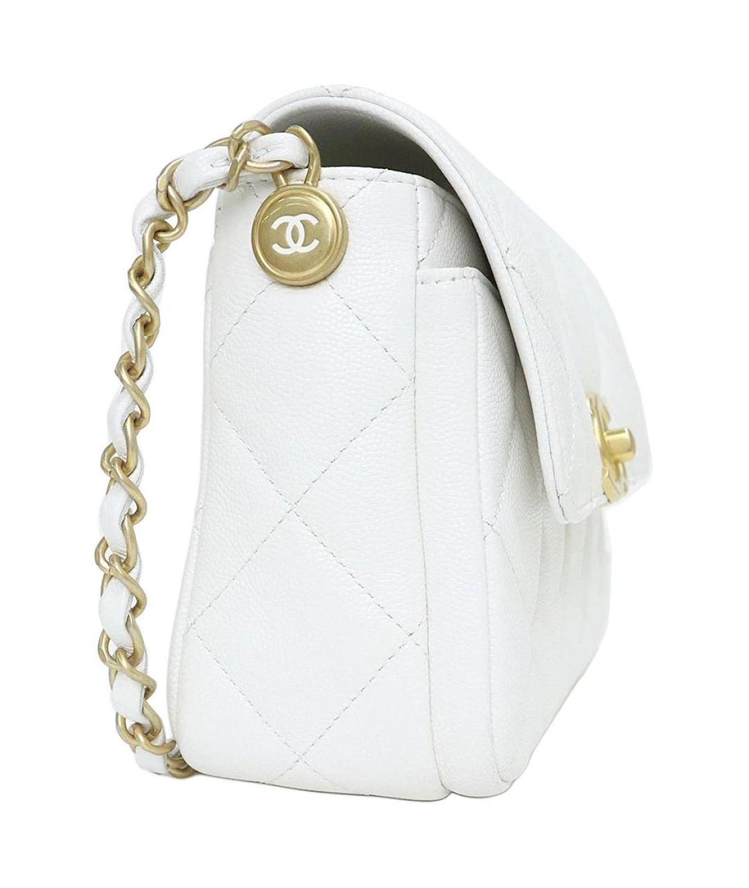 CHANEL Белая кожаная сумка через плечо, фото 2