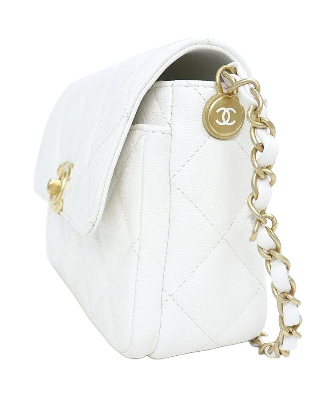 CHANEL Белая кожаная сумка через плечо, фото 3