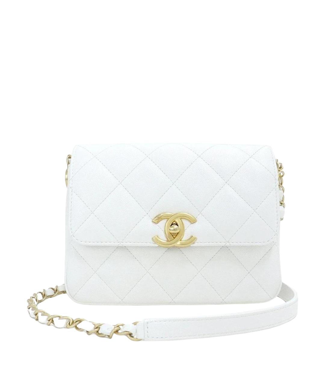 CHANEL Белая кожаная сумка через плечо, фото 1