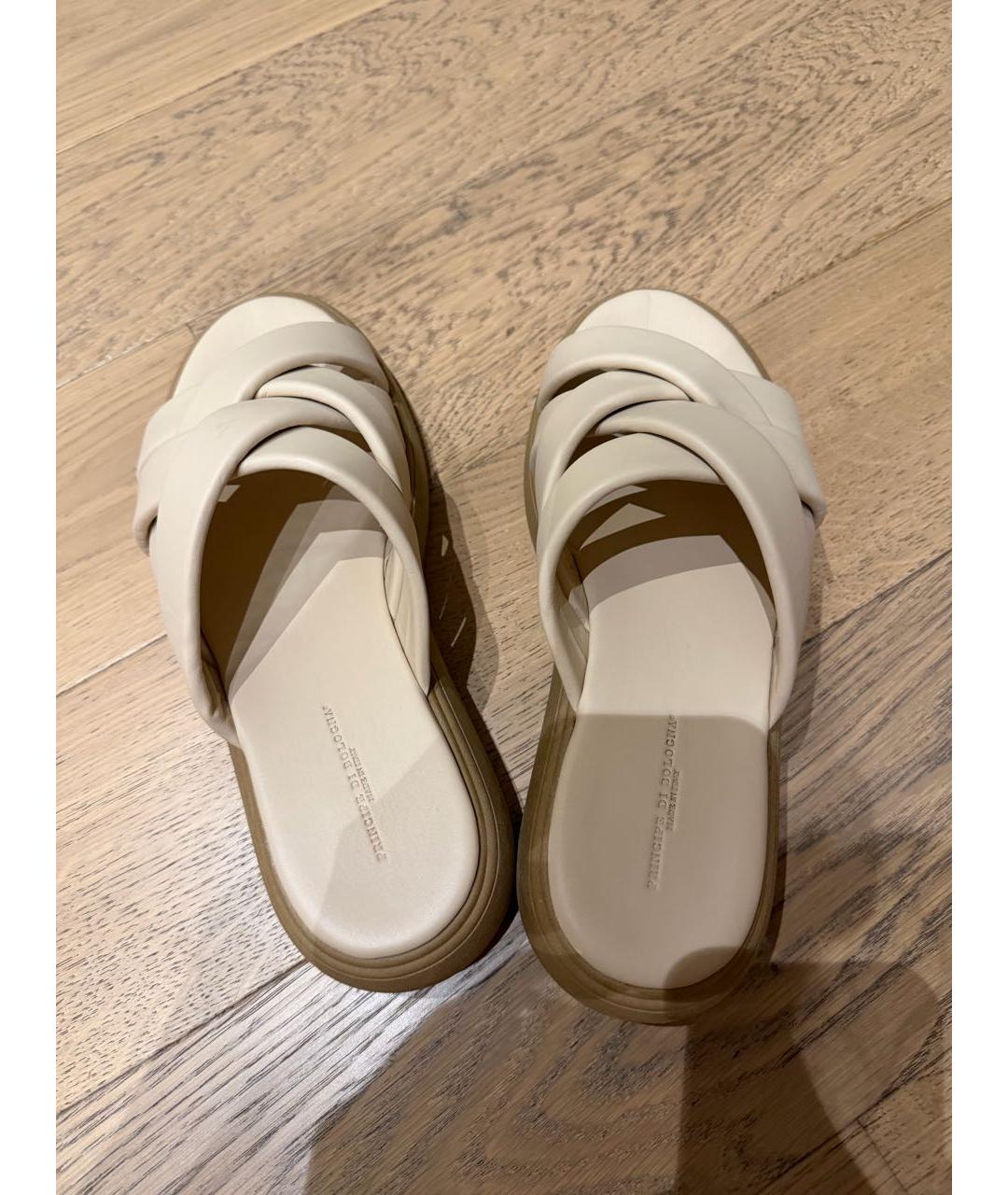 Principe di Bologna Бежевые кожаные шлепанцы, фото 4