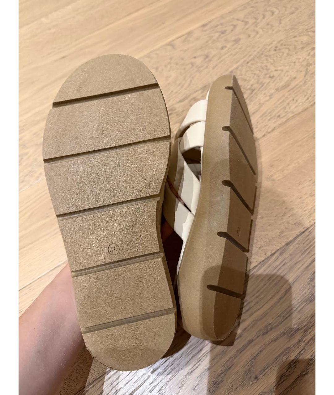 Principe di Bologna Бежевые кожаные шлепанцы, фото 5