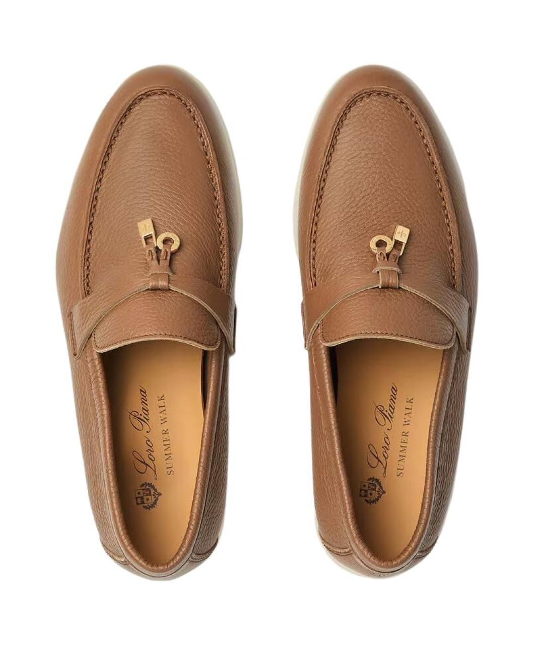 LORO PIANA Коричневые кожаные лоферы, фото 5