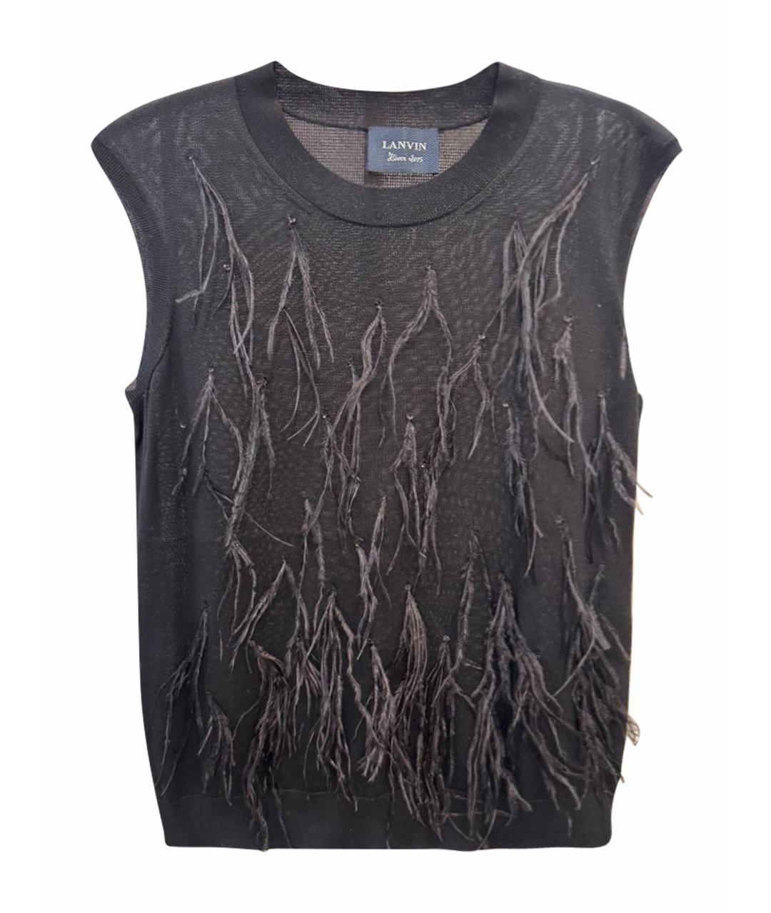 LANVIN Черный шелковый джемпер / свитер, фото 1