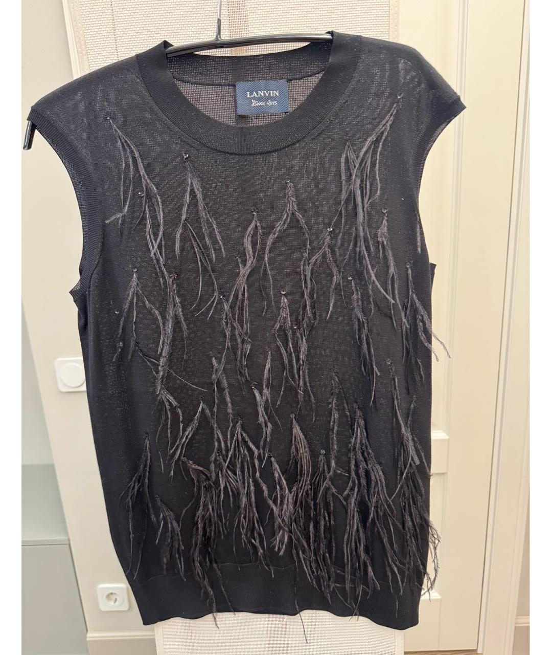 LANVIN Черный шелковый джемпер / свитер, фото 9