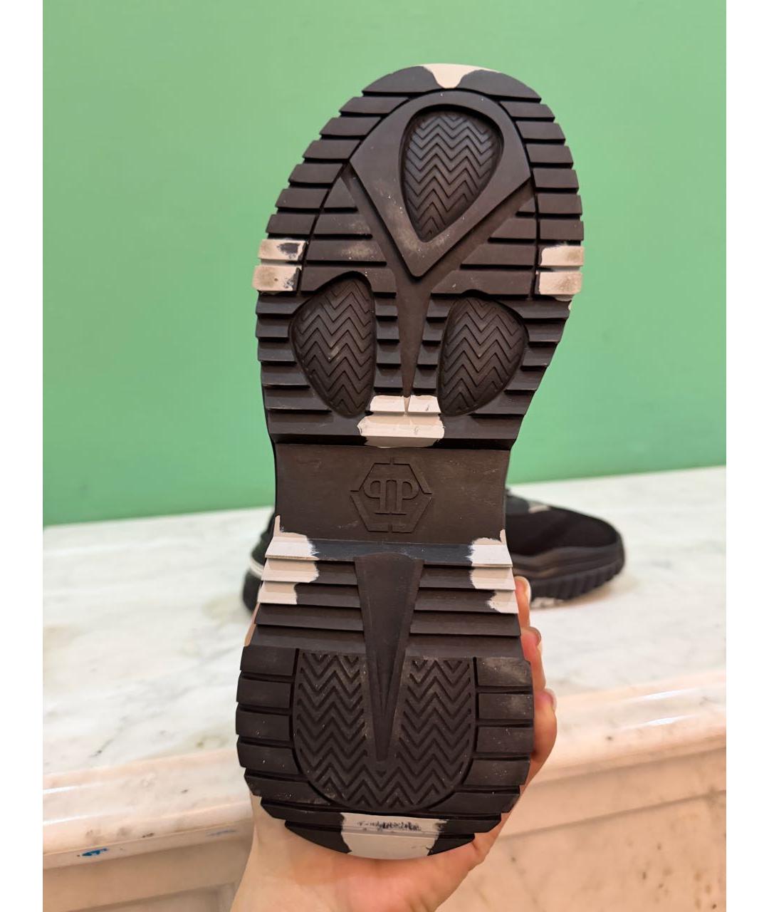 PHILIPP PLEIN Черные низкие кроссовки / кеды, фото 4