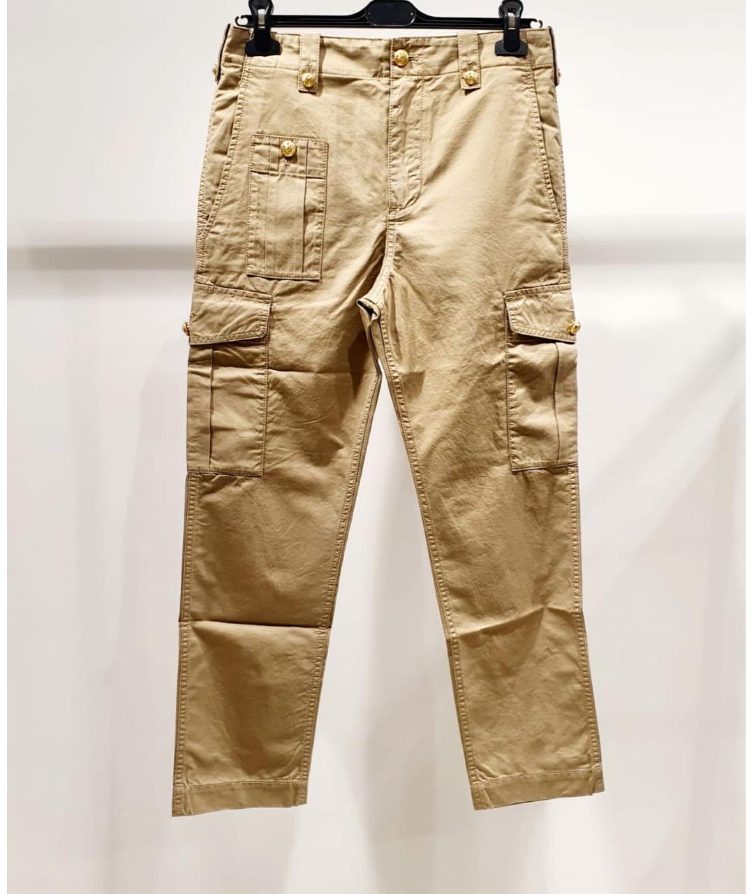 CELINE Бежевые хлопковые брюки узкие, фото 8