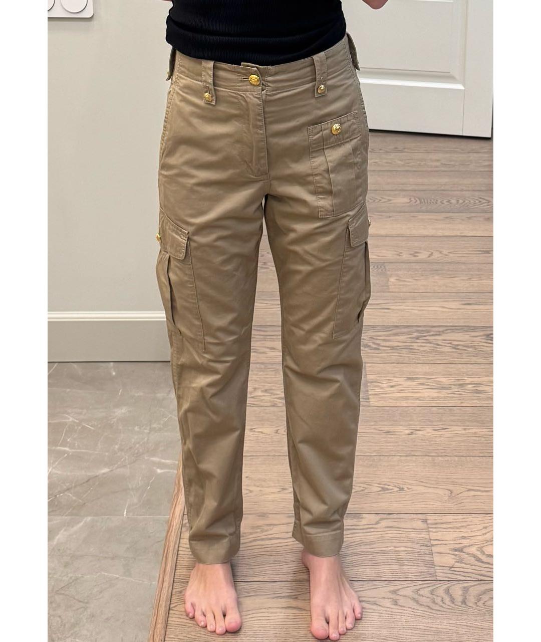 CELINE Бежевые хлопковые брюки узкие, фото 5