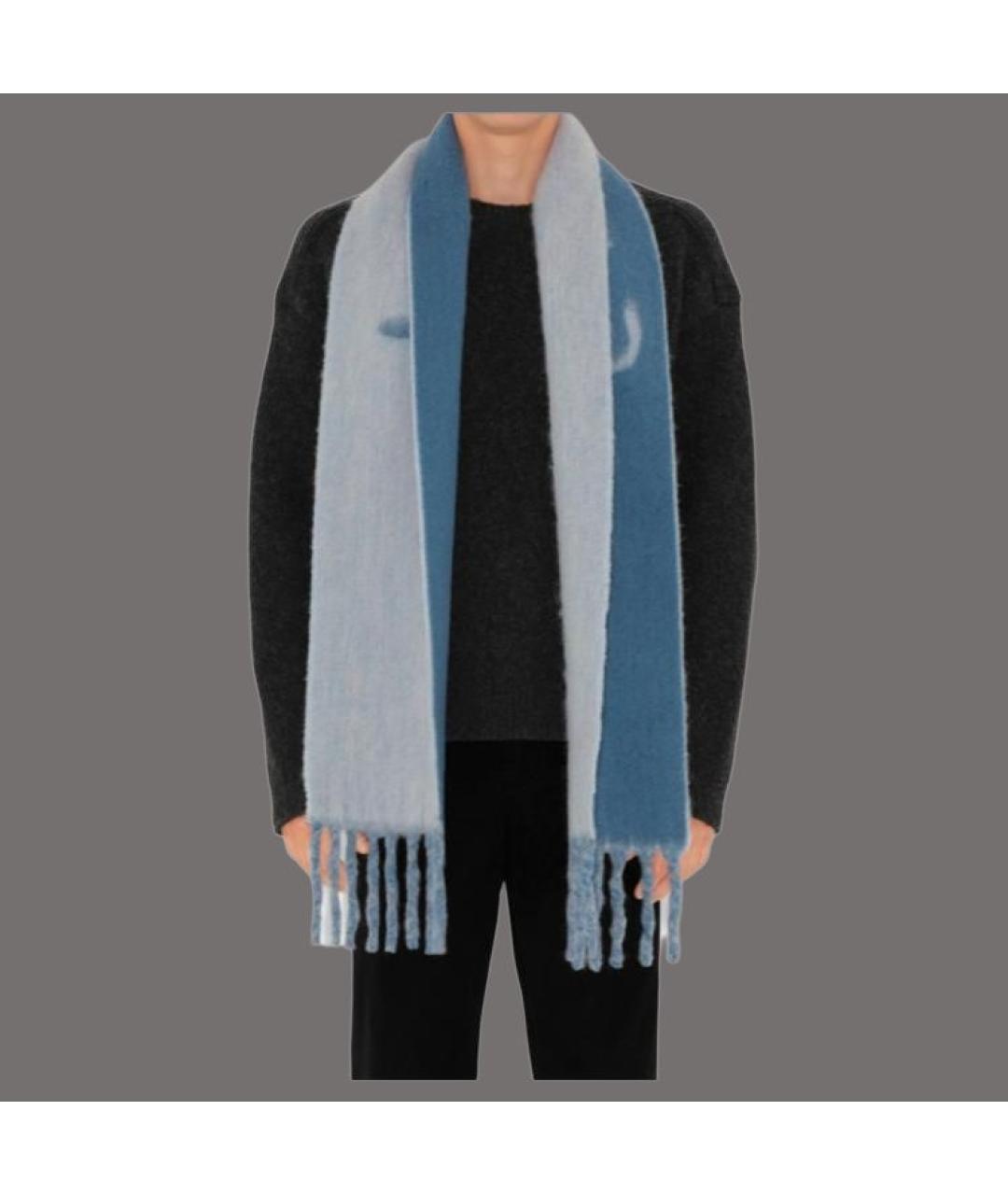 BURBERRY Голубой шерстяной шарф, фото 3