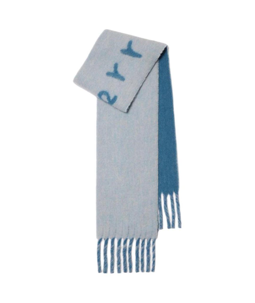 BURBERRY Голубой шерстяной шарф, фото 1