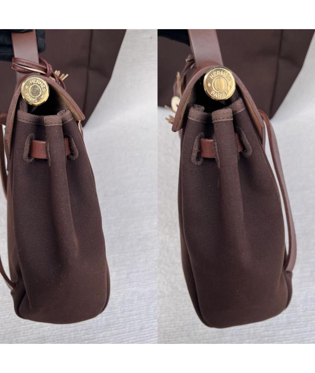 HERMES Коричневая тканевая сумка через плечо, фото 5