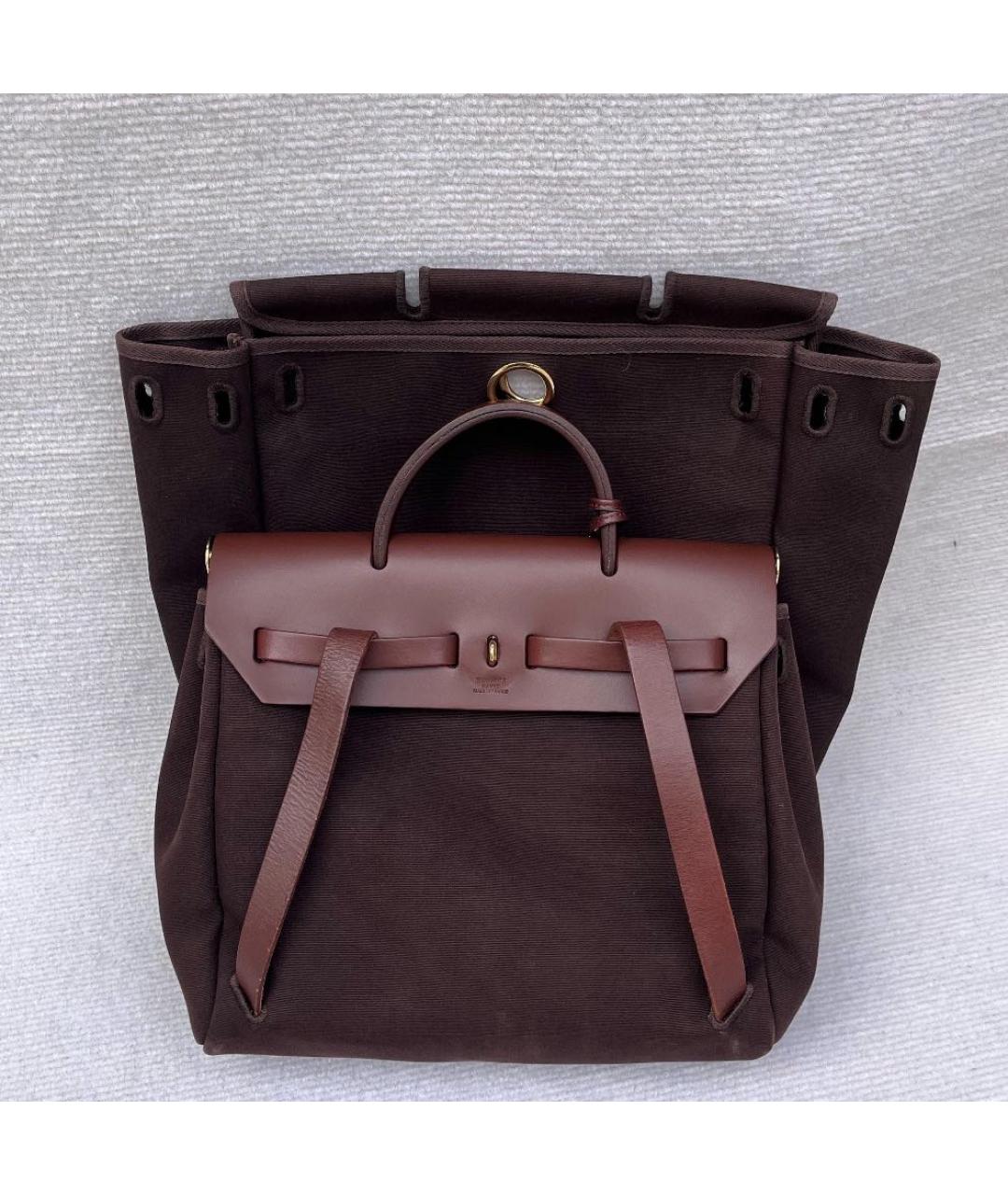 HERMES Коричневая тканевая сумка через плечо, фото 3