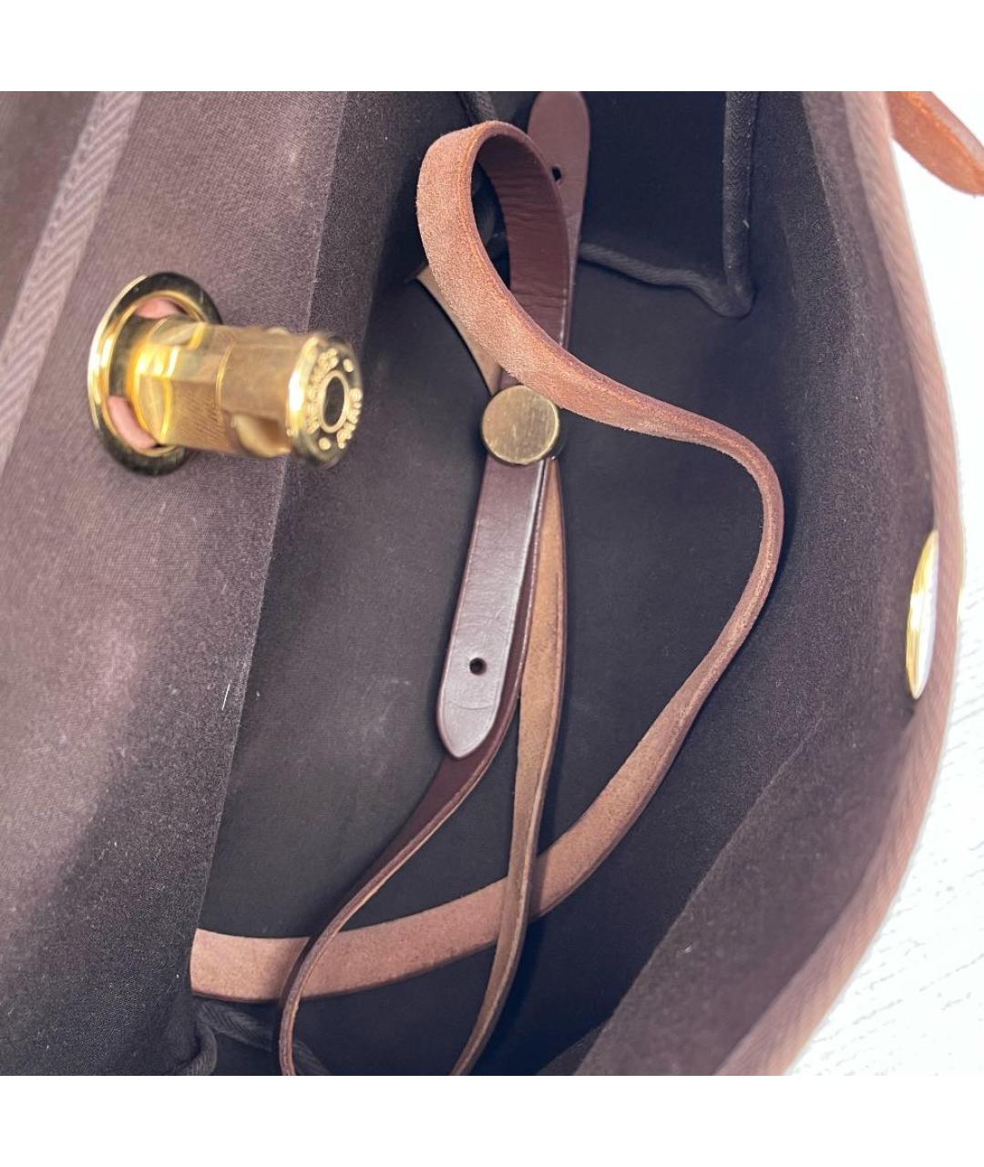 HERMES Коричневая тканевая сумка через плечо, фото 4