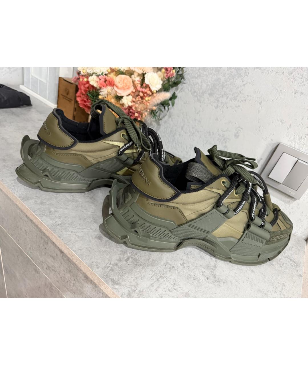 DOLCE&GABBANA Хаки текстильные низкие кроссовки / кеды, фото 5