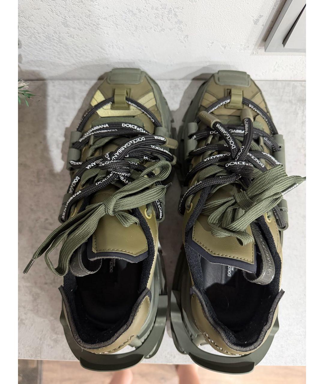 DOLCE&GABBANA Хаки текстильные низкие кроссовки / кеды, фото 3