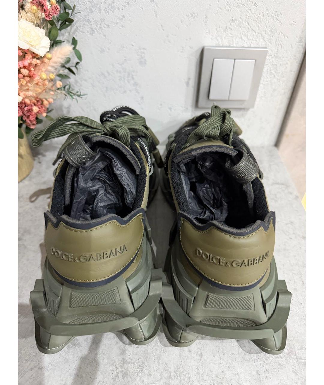 DOLCE&GABBANA Хаки текстильные низкие кроссовки / кеды, фото 4
