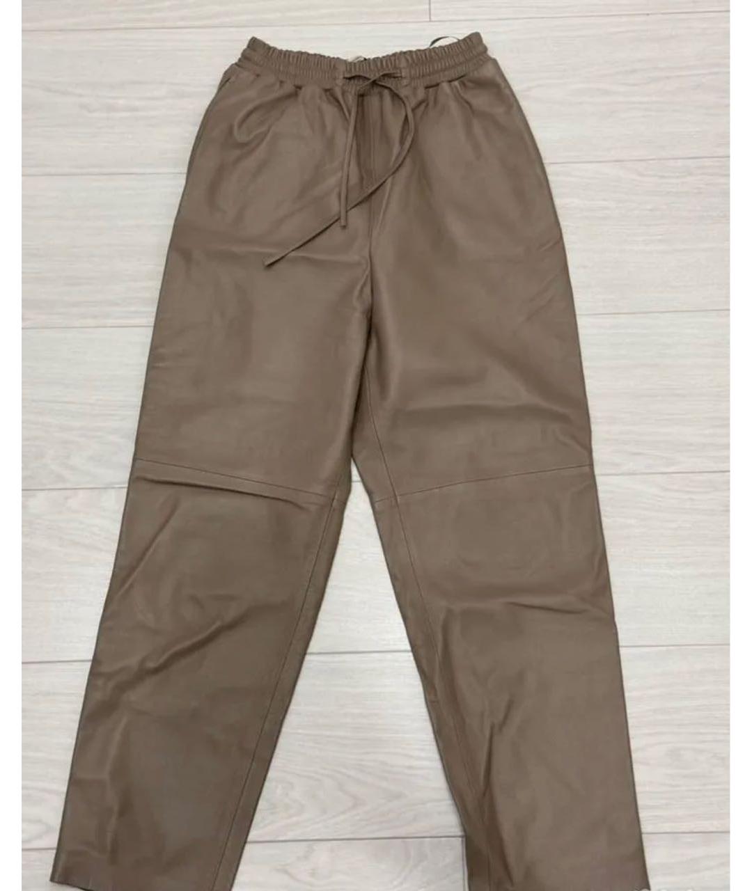 12 STOREEZ Коричневые кожаные прямые брюки, фото 2