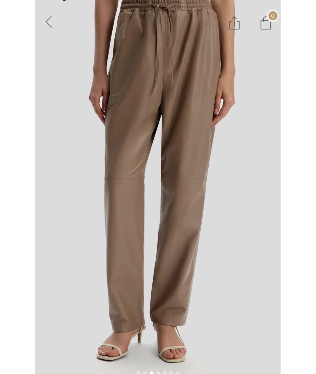 12 STOREEZ Коричневые кожаные прямые брюки, фото 8