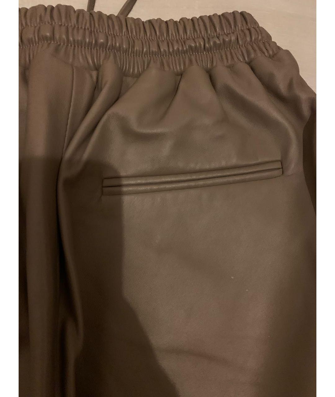 12 STOREEZ Коричневые кожаные прямые брюки, фото 5