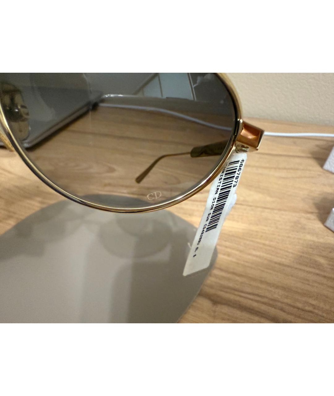 CHRISTIAN DIOR Золотые металлические солнцезащитные очки, фото 7