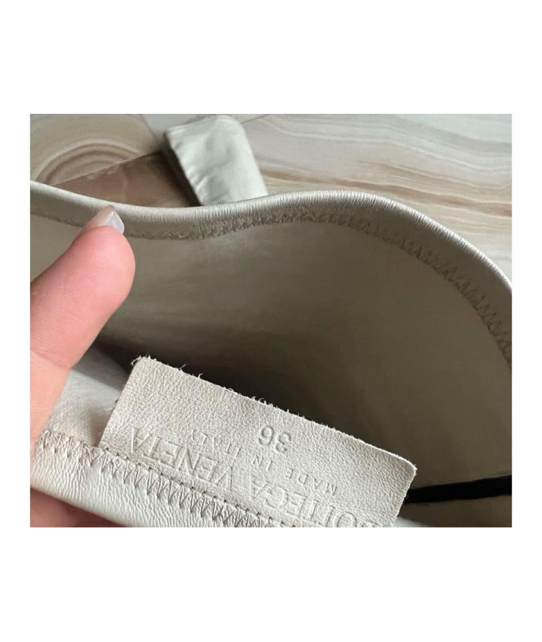 BOTTEGA VENETA Бежевые кожаные ботфорты, фото 4