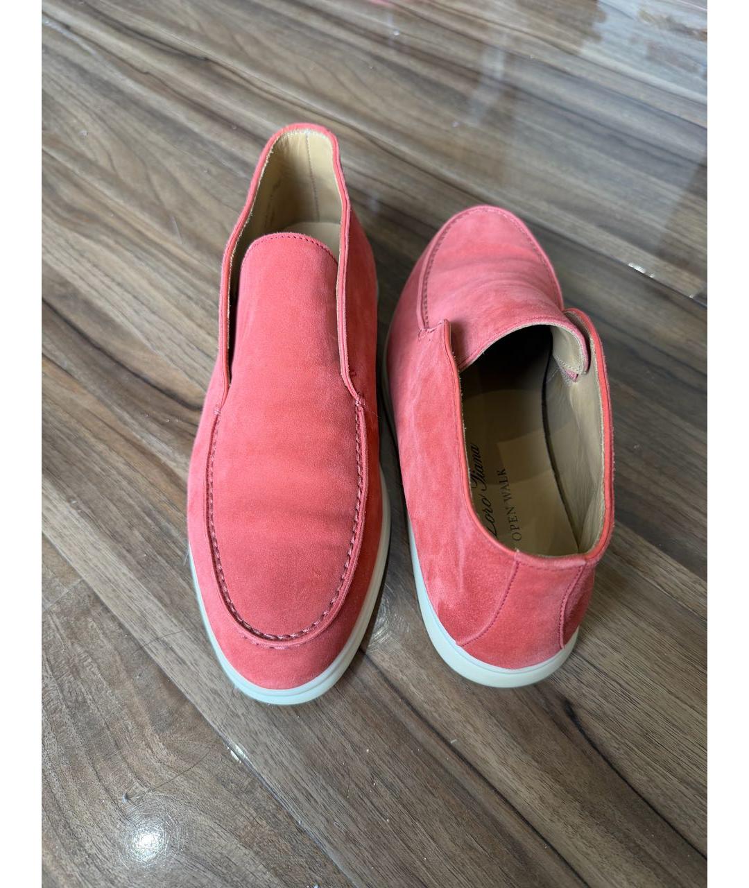 LORO PIANA Коралловые замшевые ботинки, фото 4