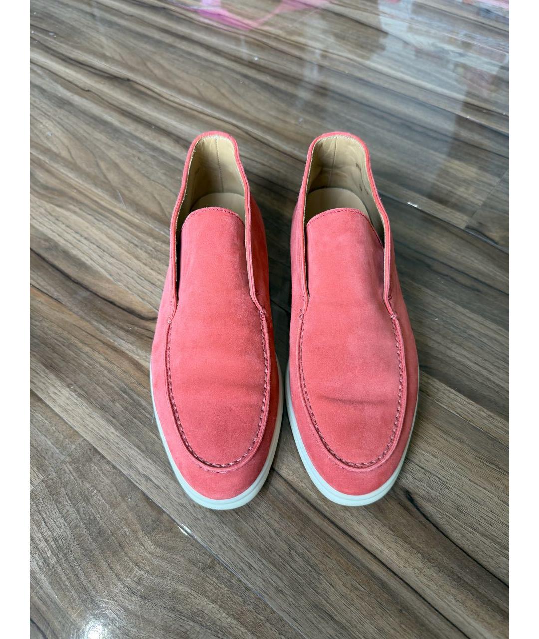 LORO PIANA Коралловые замшевые ботинки, фото 2