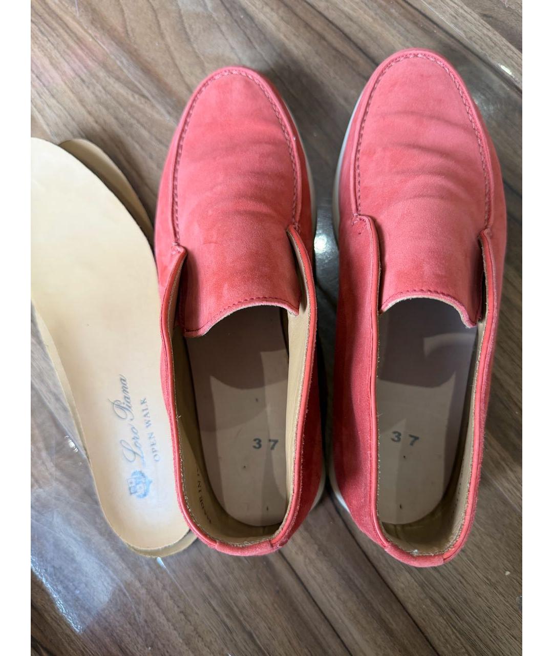 LORO PIANA Коралловые замшевые ботинки, фото 3