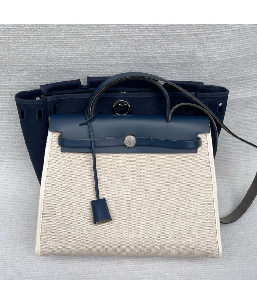 HERMES Синяя тканевая сумка через плечо, фото 5