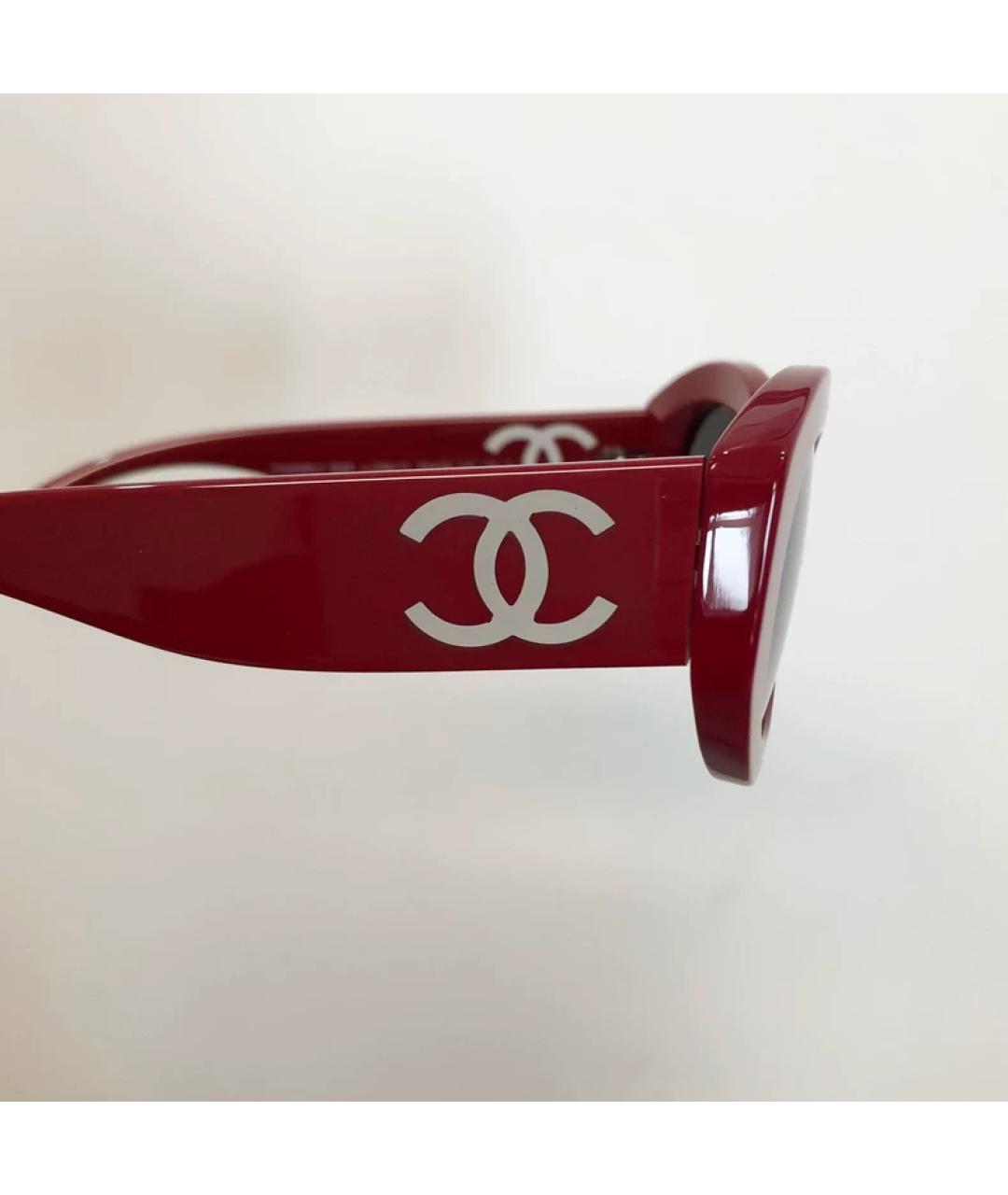 CHANEL Красные пластиковые солнцезащитные очки, фото 3