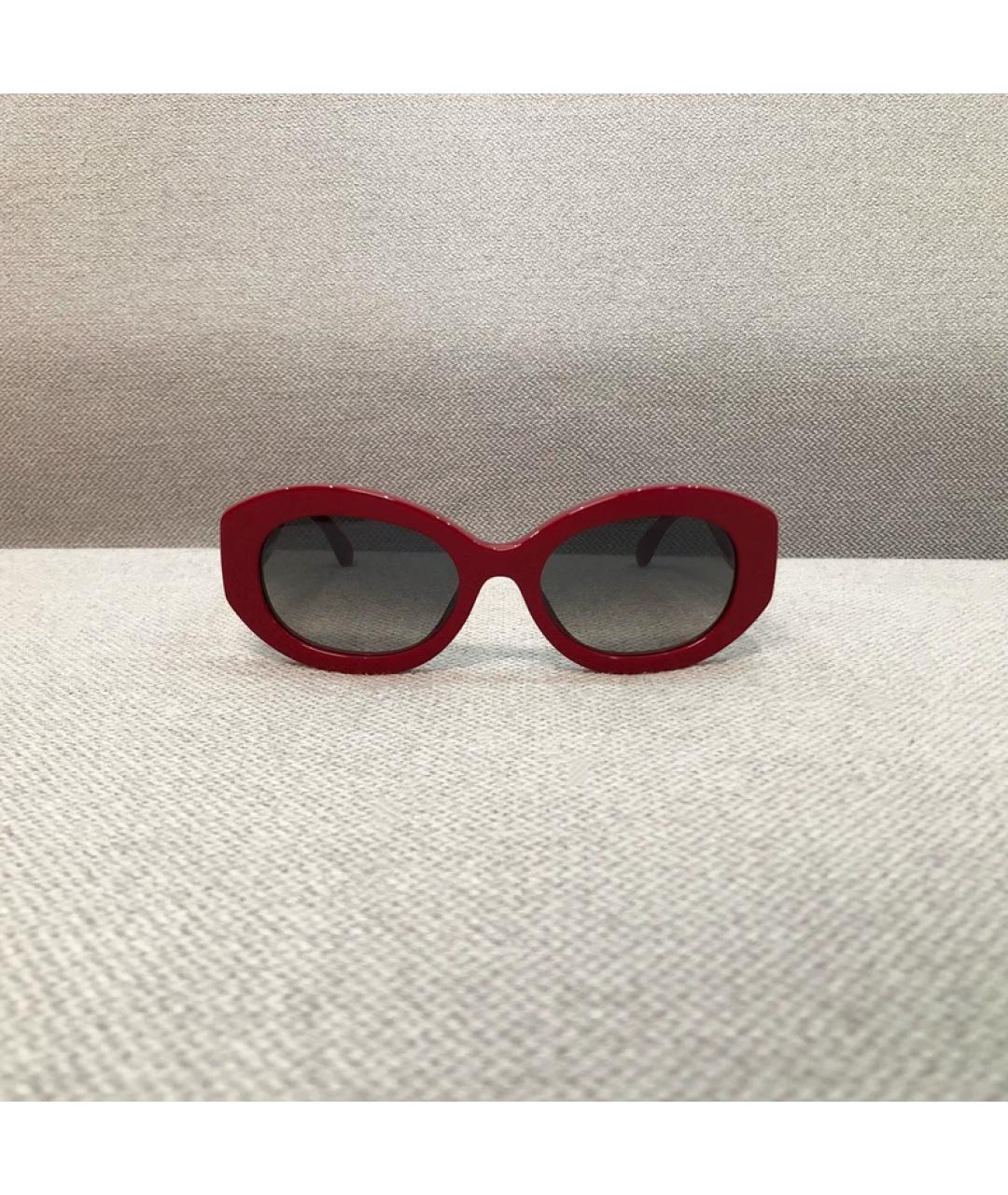 CHANEL Красные пластиковые солнцезащитные очки, фото 2