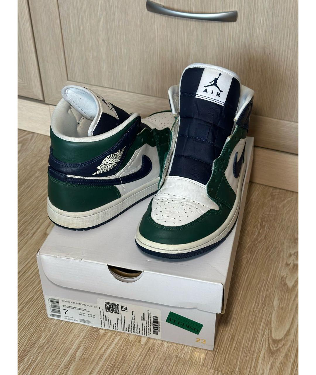 JORDAN Зеленые кожаные кроссовки, фото 4