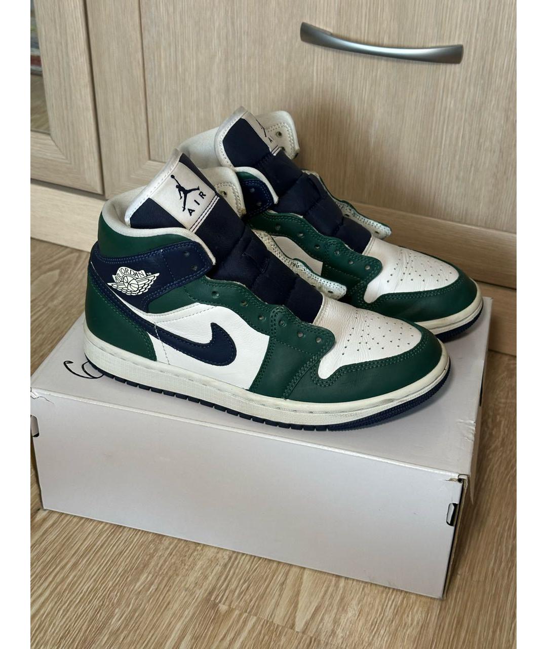 JORDAN Зеленые кожаные кроссовки, фото 9