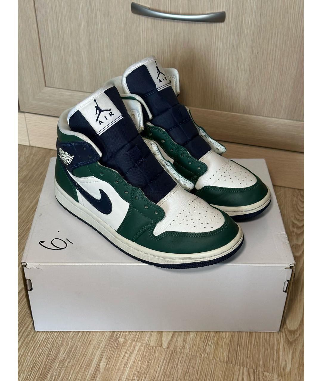 JORDAN Зеленые кожаные кроссовки, фото 3