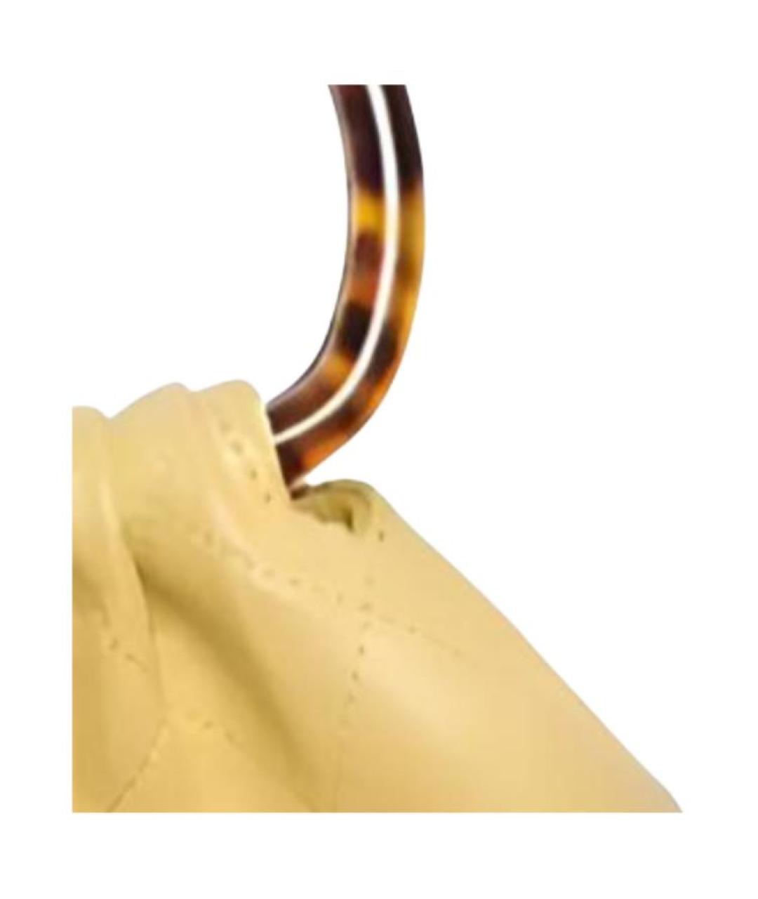 CHANEL Желтая кожаная сумка с короткими ручками, фото 5