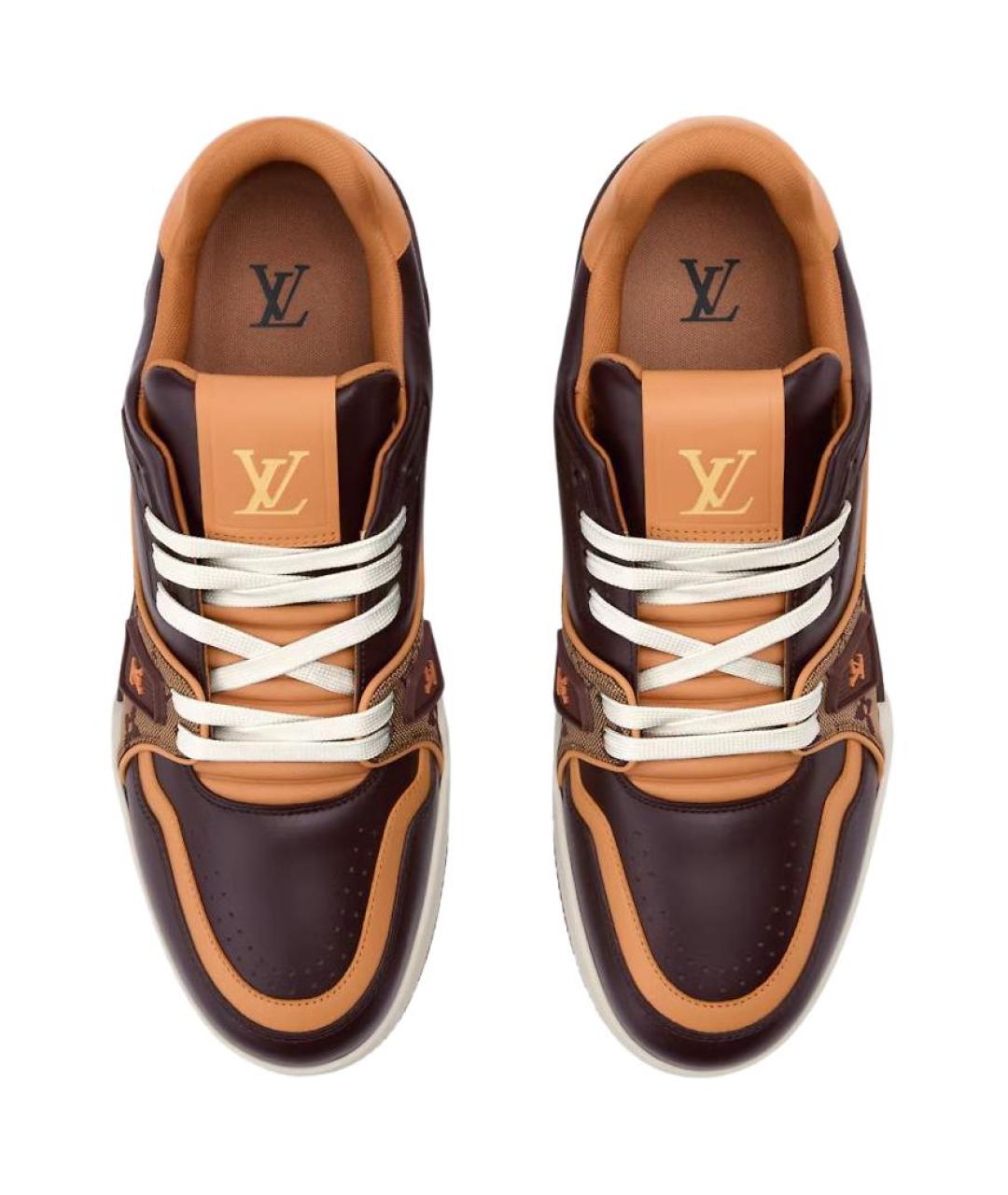 LOUIS VUITTON Коричневые кожаные низкие кроссовки / кеды, фото 4