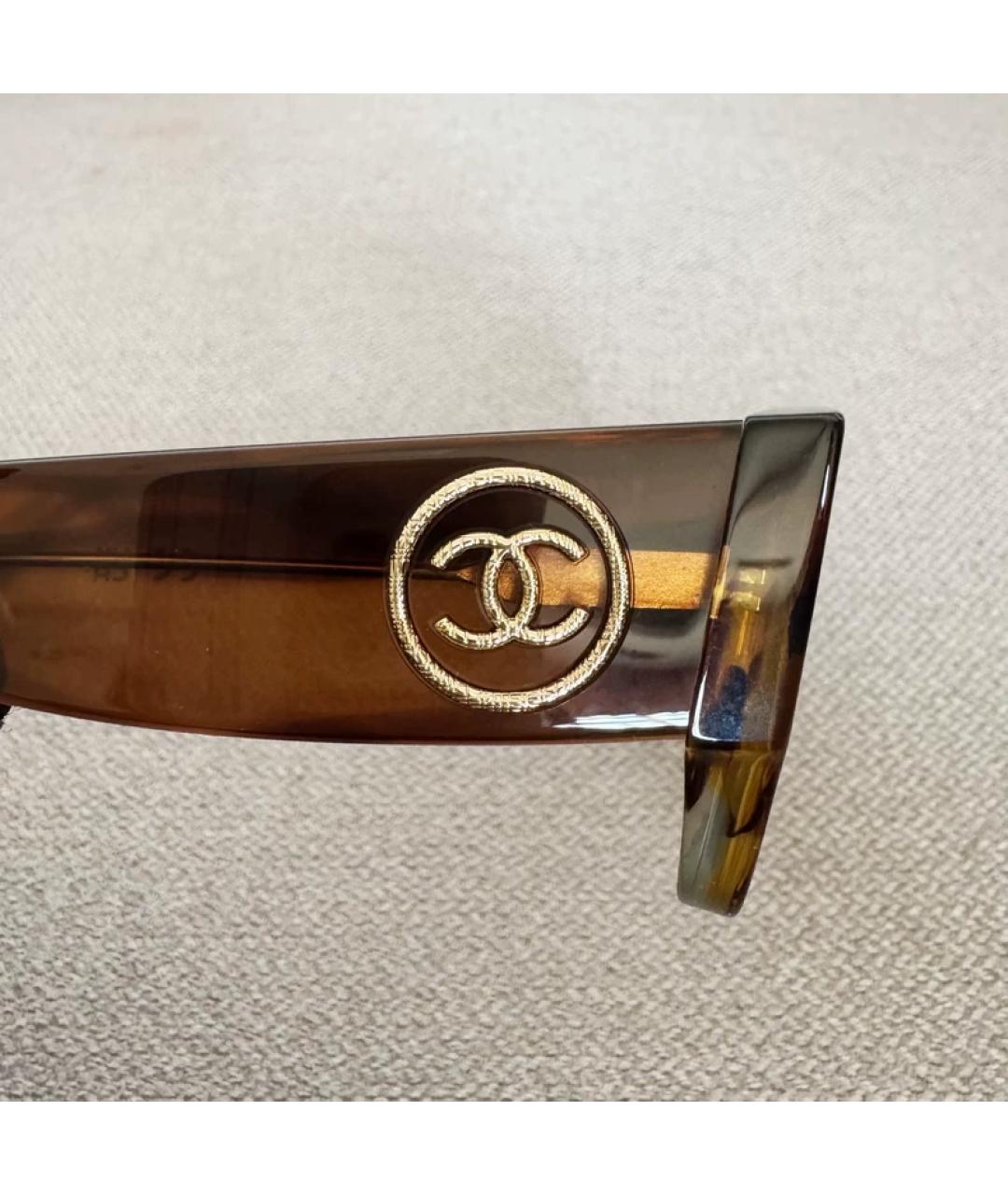 CHANEL Коричневые пластиковые солнцезащитные очки, фото 3