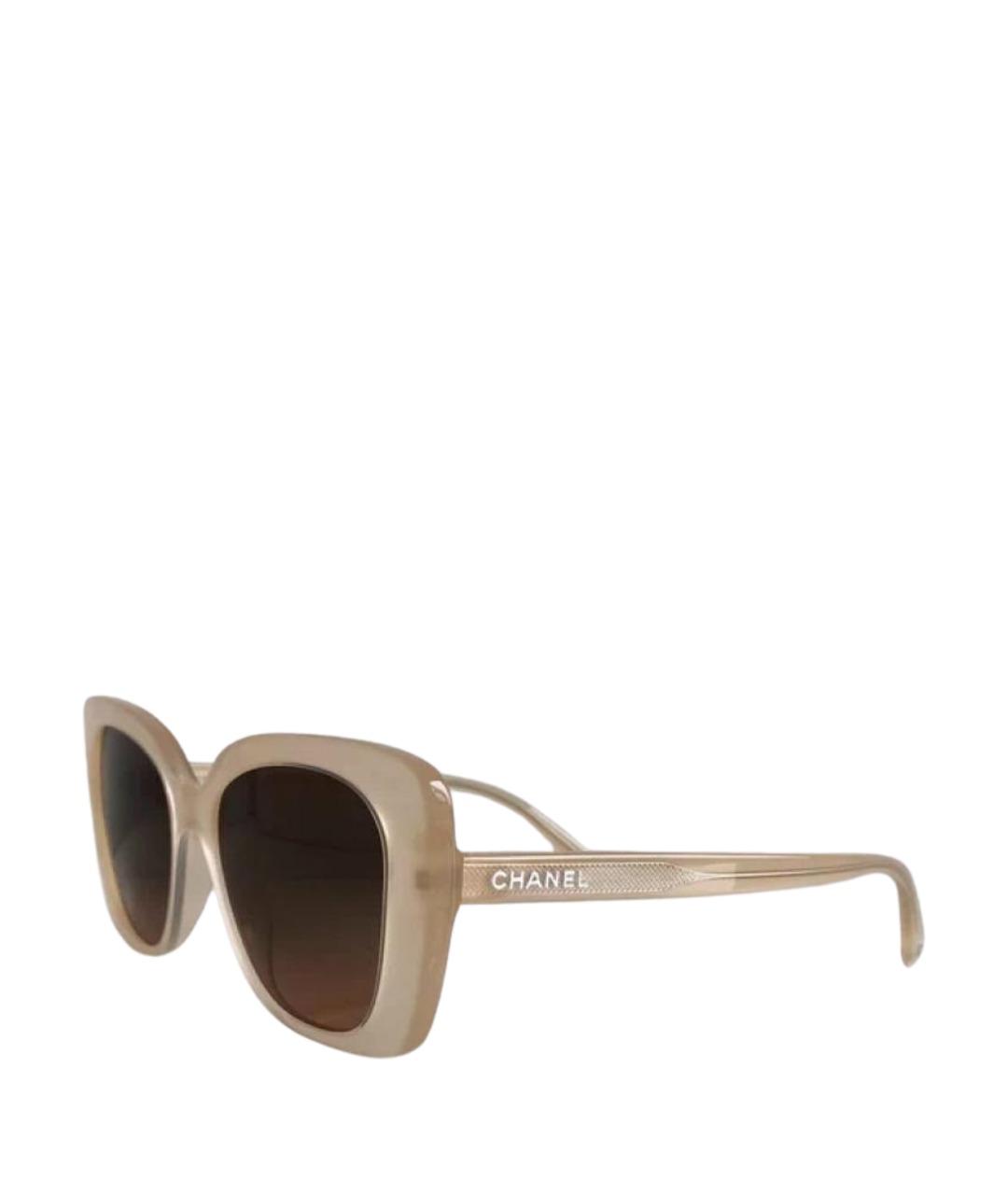 CHANEL Бежевые пластиковые солнцезащитные очки, фото 1