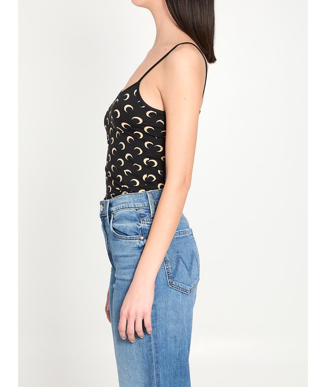 MARINE SERRE Черная полиэстеровая майка, фото 3