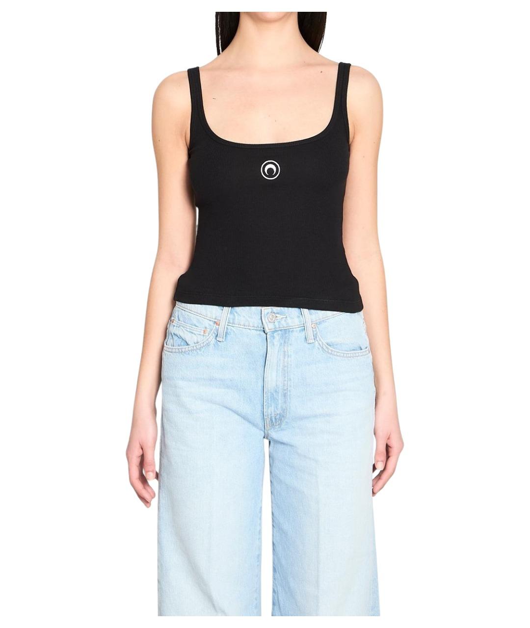 MARINE SERRE Черная хлопковая майка, фото 1