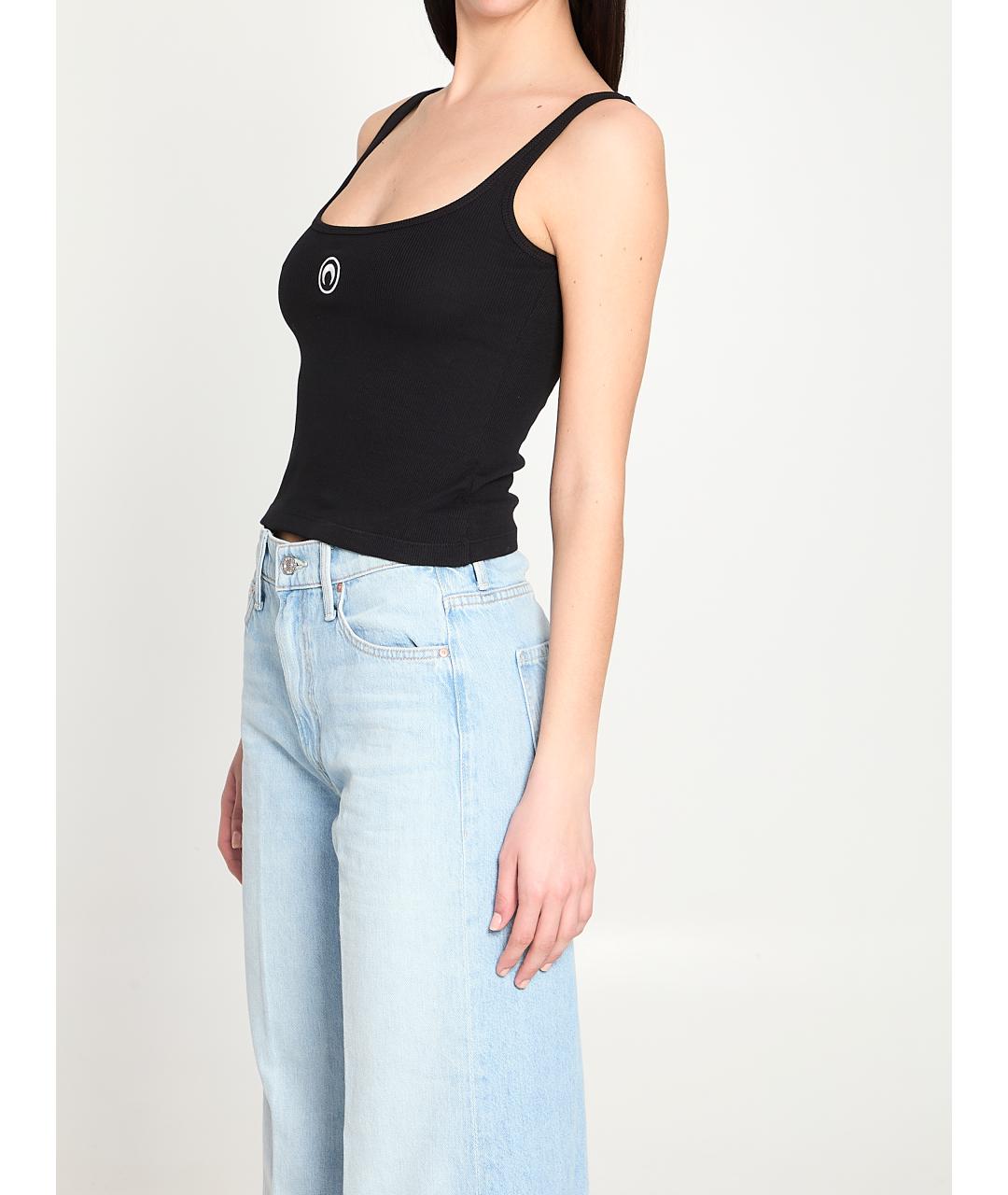 MARINE SERRE Черная хлопковая майка, фото 2