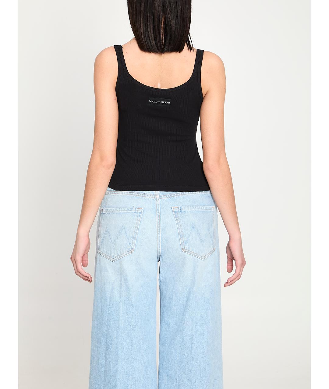MARINE SERRE Черная хлопковая майка, фото 4
