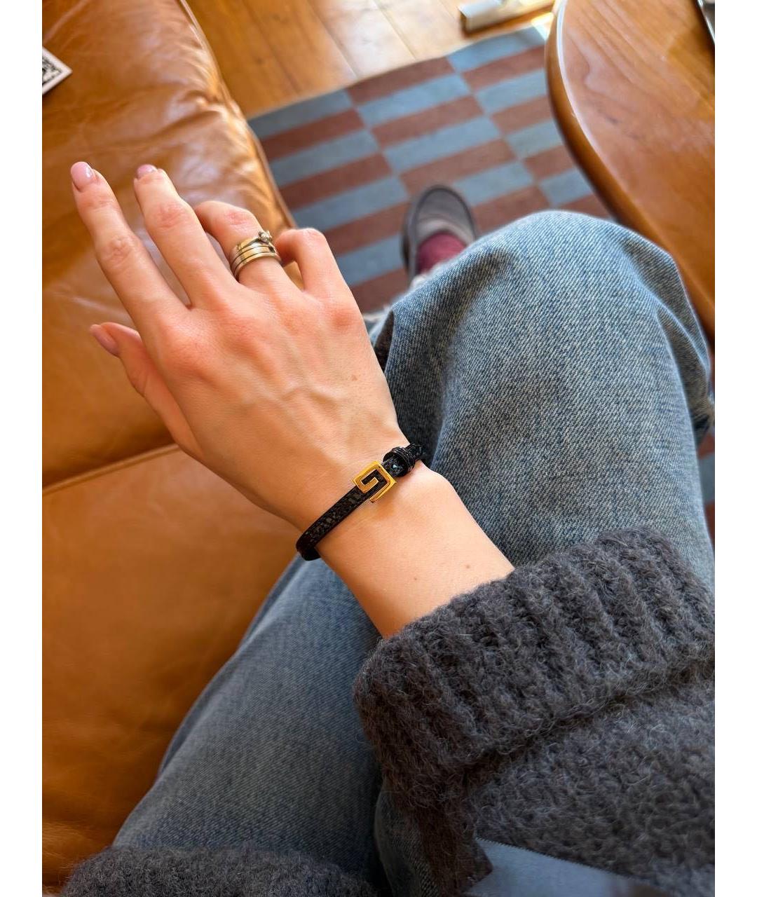 GUCCI Черный кожаный браслет, фото 2