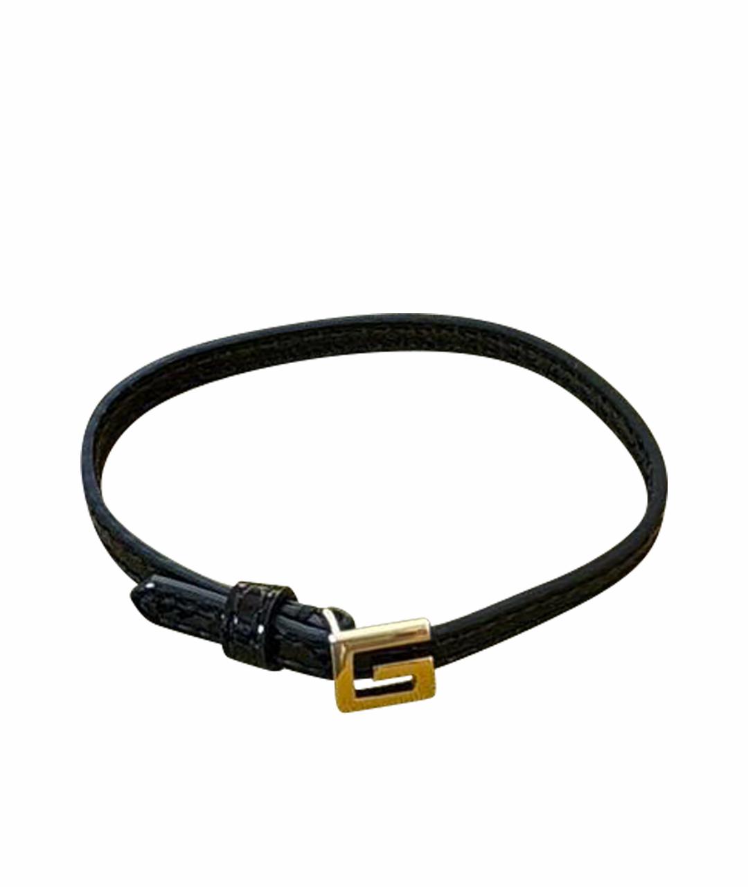 GUCCI Черный кожаный браслет, фото 1