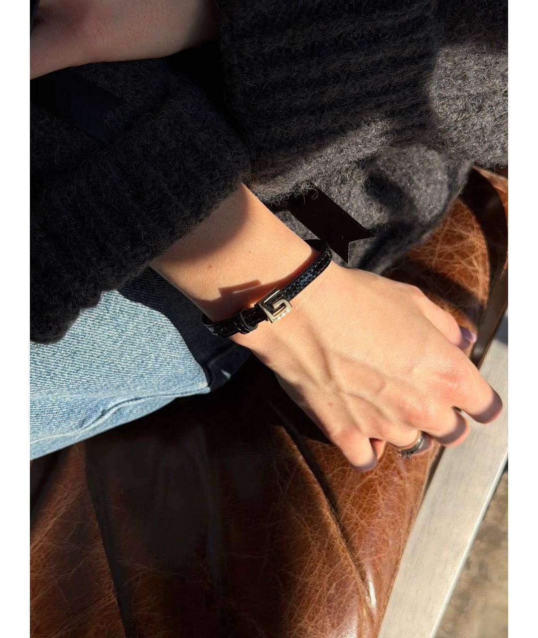 GUCCI Черный кожаный браслет, фото 3