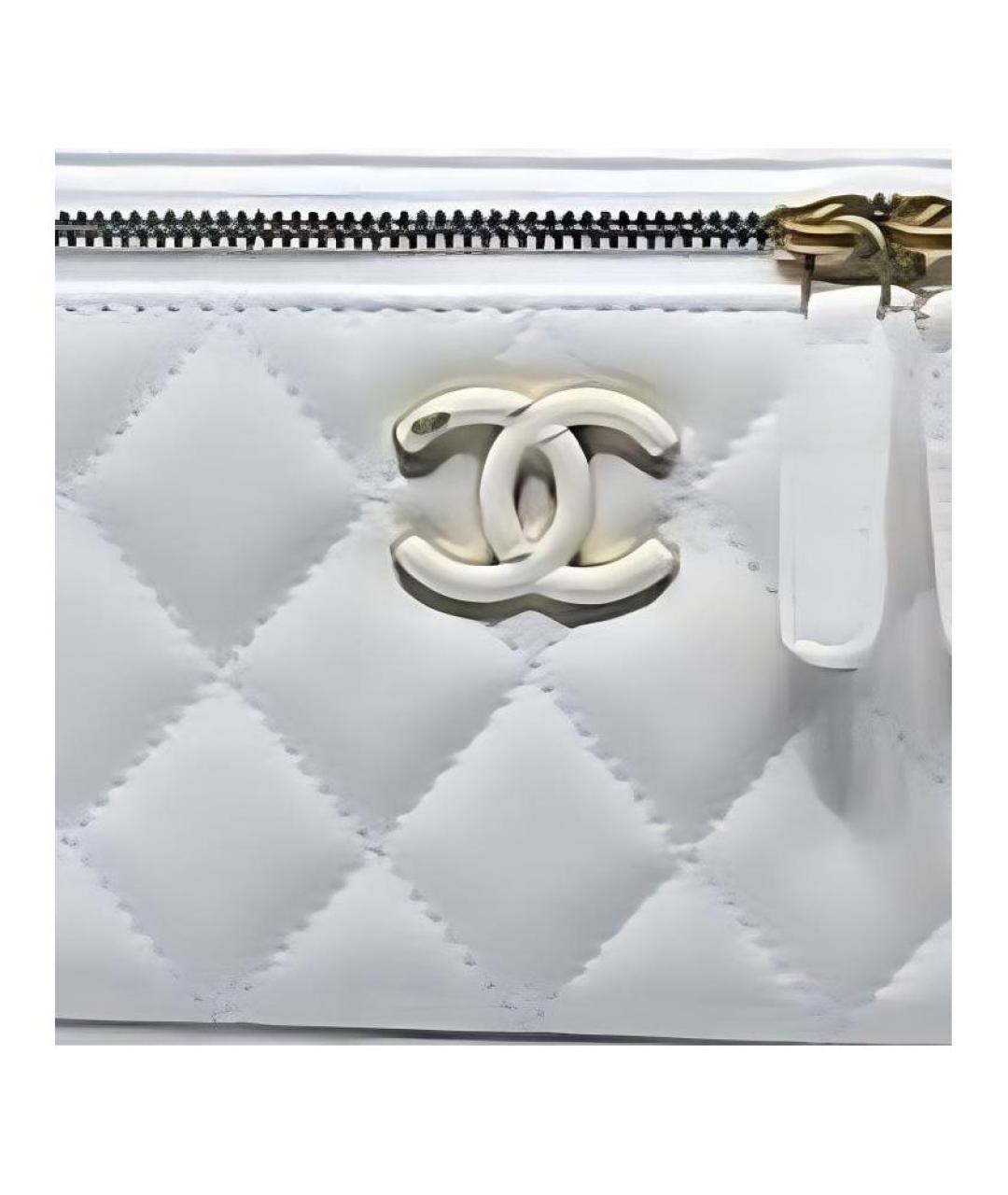 CHANEL Белая кожаная косметичка, фото 4
