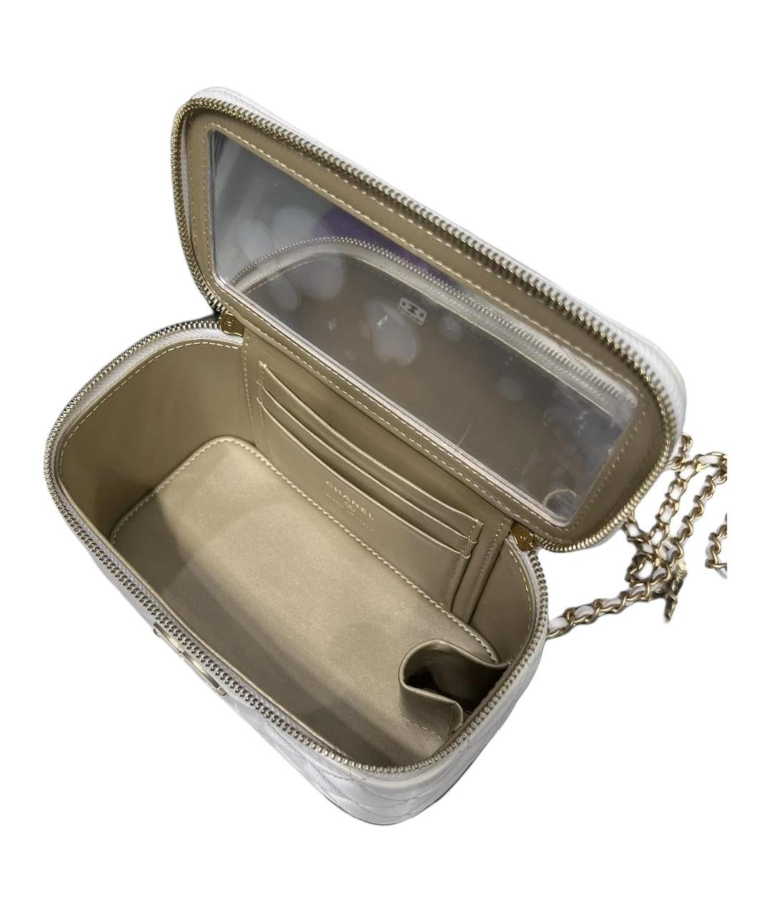 CHANEL Белая кожаная косметичка, фото 3