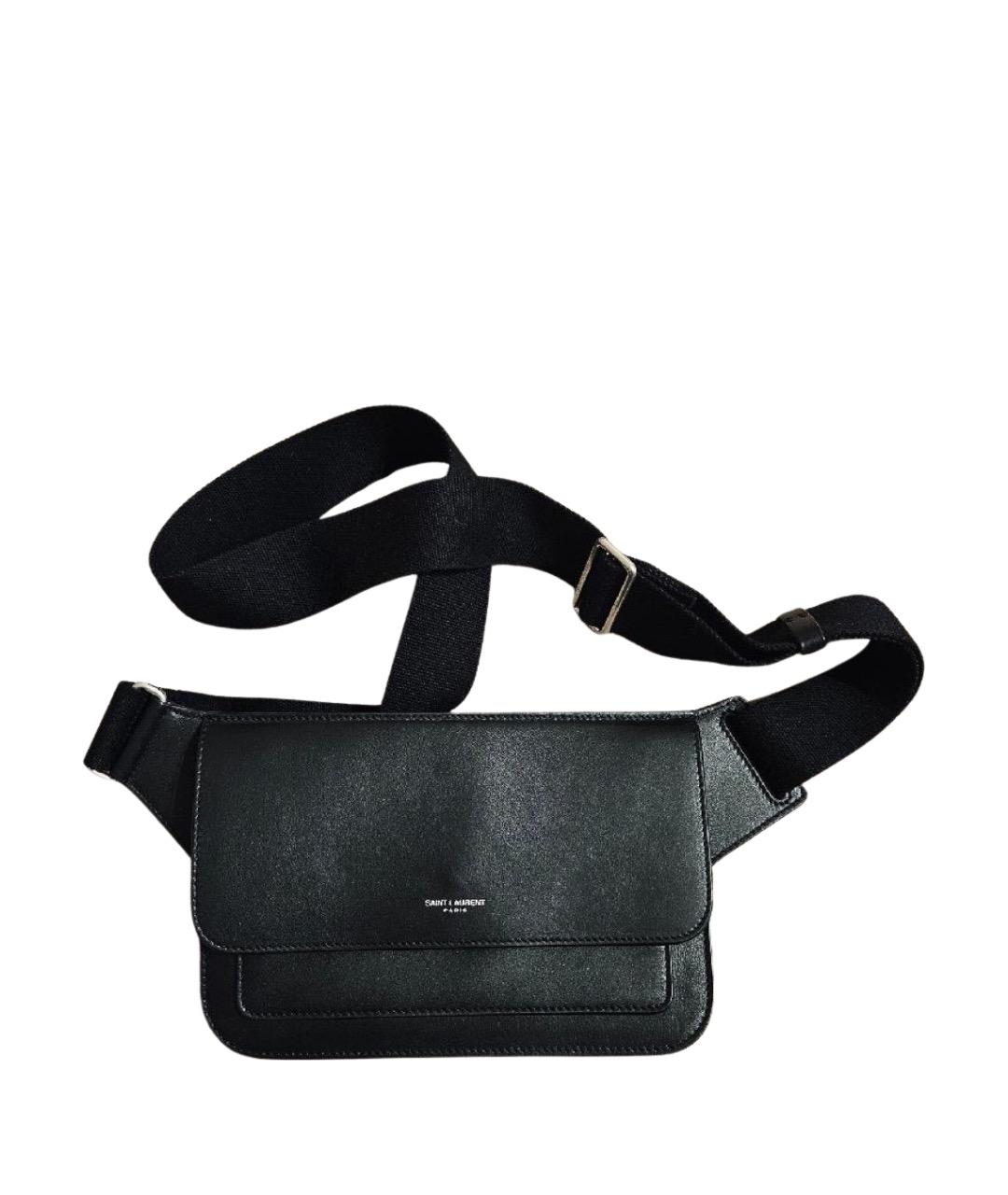SAINT LAURENT Черная кожаная поясная сумка, фото 1
