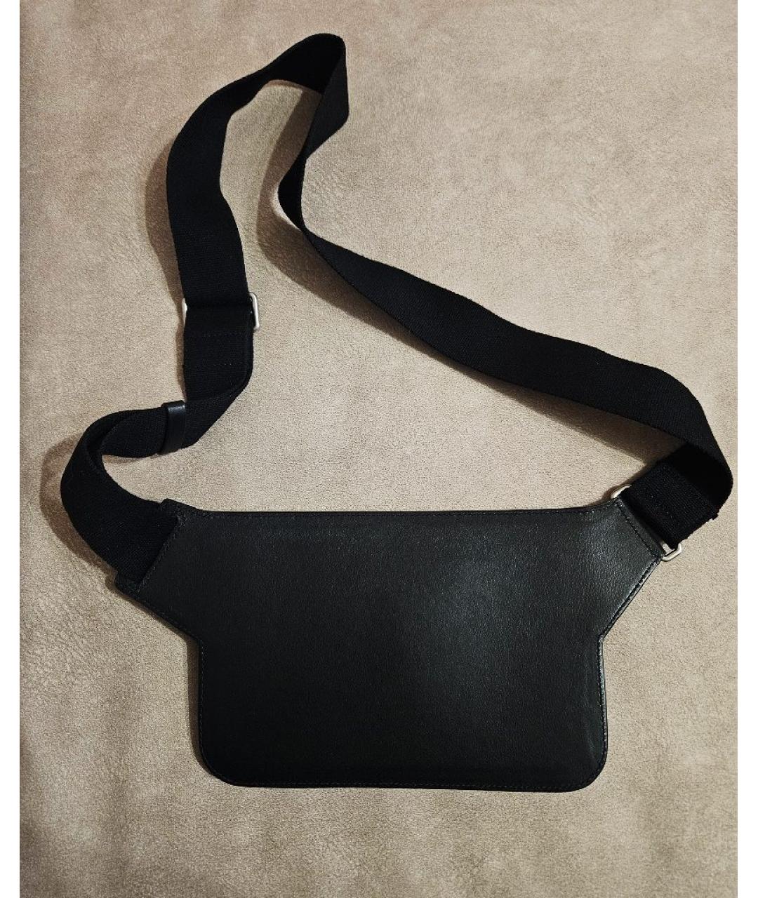 SAINT LAURENT Черная кожаная поясная сумка, фото 2