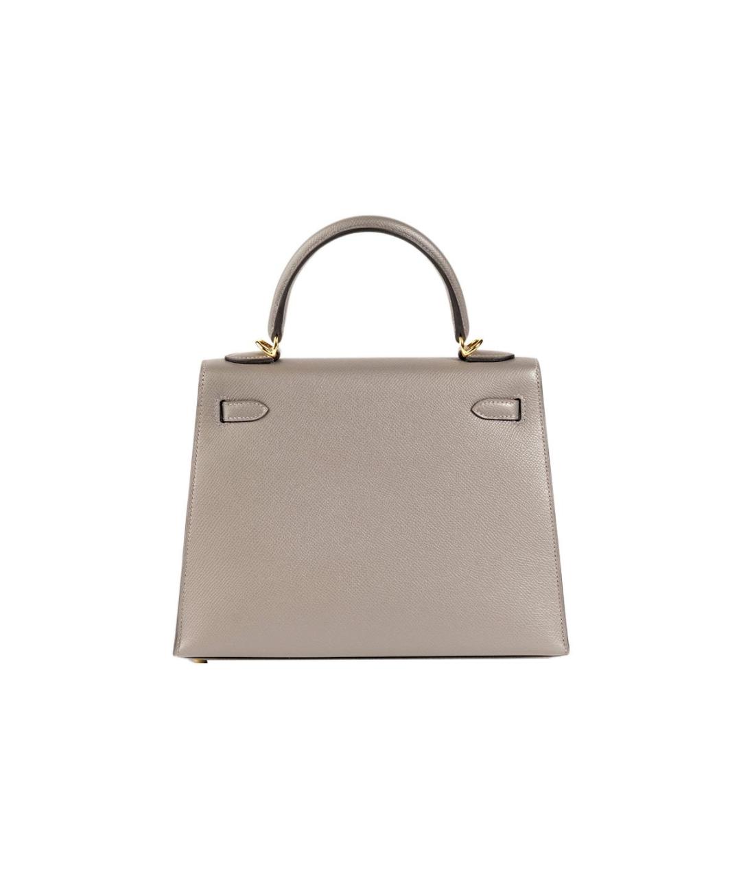 HERMES Серая кожаная сумка с короткими ручками, фото 3