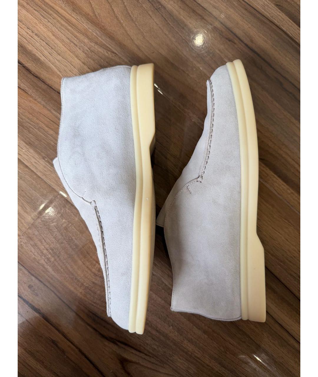 LORO PIANA Серые замшевые ботинки, фото 5